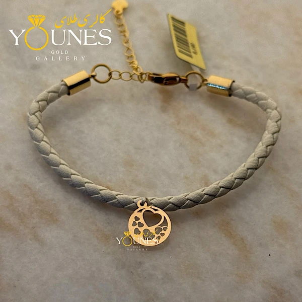 دستبند چرم قلب قلبی لیزری طلا